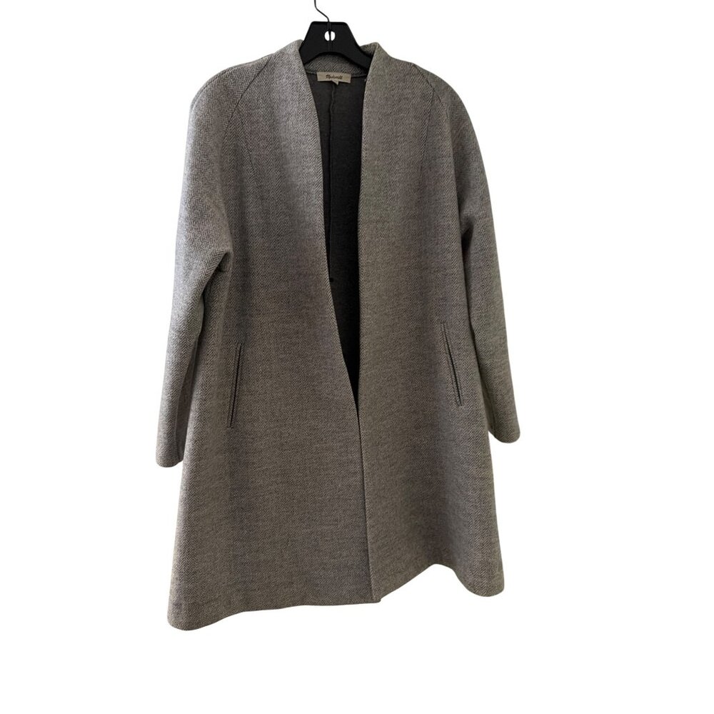 Madewell Womens Gray Herringbone Open-Front Coat Size S Wool‎ Blend  Career